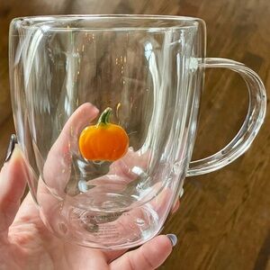 Anthropologie Glass Icon Pumpkin Mug